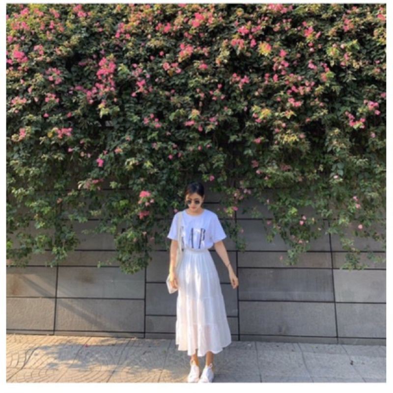 Chân váy Dài - Chân Váy Xếp Ly 3 Tầng 2 Lớp Vintage UlzzangTuyết's House A1-2