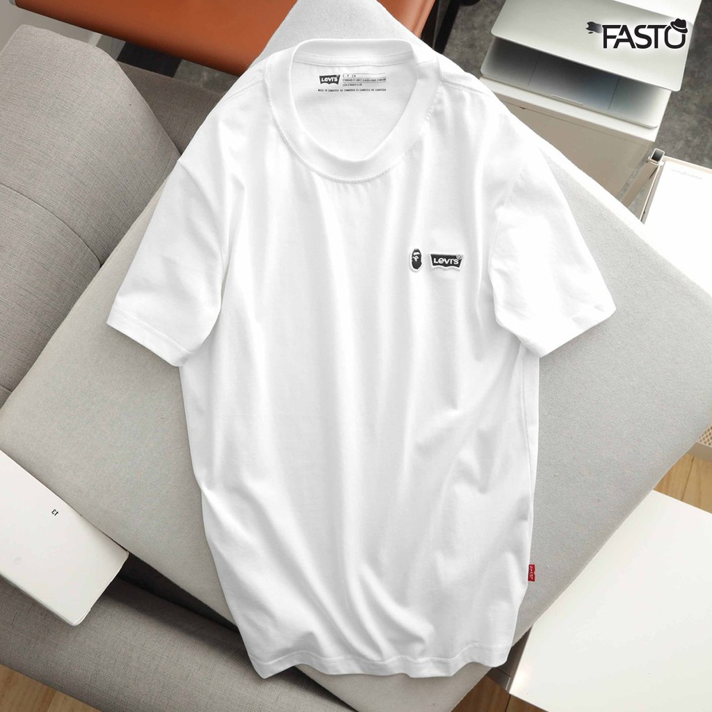 Áo thun nam thêu logo nổi chất 100% cotton cao cấp - Thời trang nam FASTO