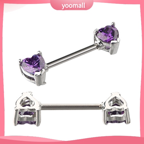 1 Khuyên Nhũ Hoa Hình Trái Tim Bằng Thép Không Gỉ Cho Nữ