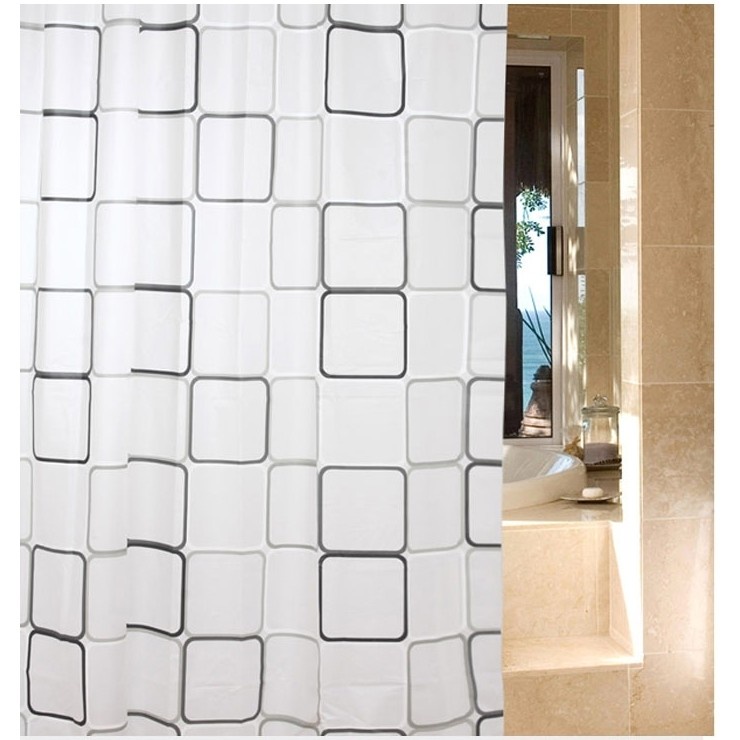 Rèm Cửa Nhà Tắm Loại 9 Móc 1.8 x1.8 m - Họa Tiết Ô Vuông