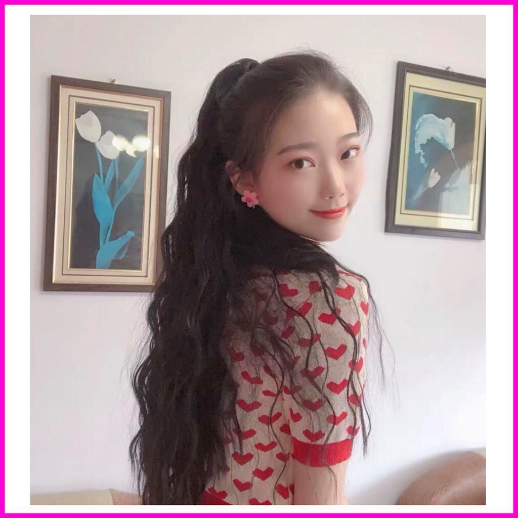 Tóc giả nữ ngoặm ngoạm xù dài 50cm chất sợi tơ cao cấp kèm ảnh thật