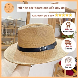 Mũ cói Fedora dây da đi biển Tiệm Cô Hìn dành cho nam và nữ ship 1h lỗi 1 đổi 1
