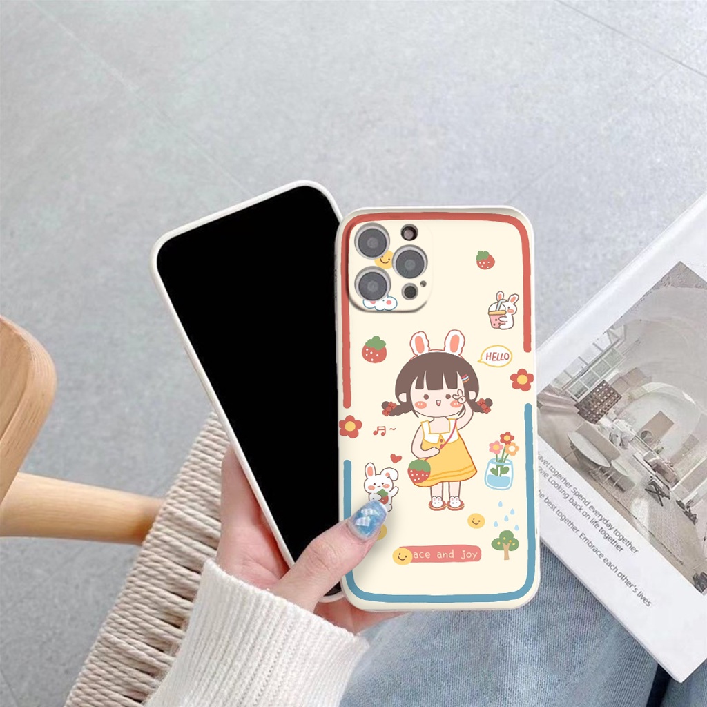 Ốp iphone vuông cạnh ốp lưng iphone BÉ GÁI TAI THỎ 6/6splus/7plus/8/8plus/xr/xs/12/13/pro/max/plus/promax tr1025