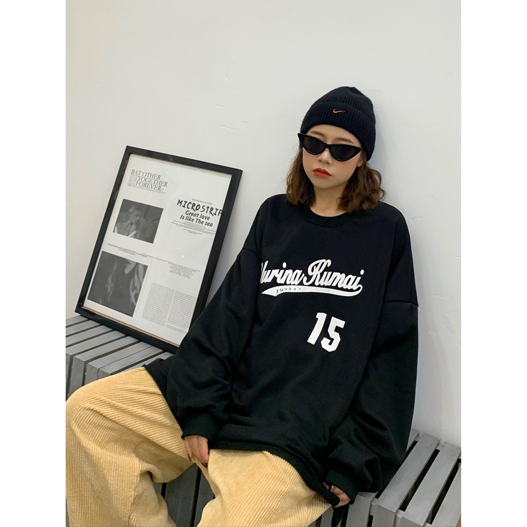 Áo Nỉ In Chữ Yurina Kumai 15 Dáng Rộng Ulzzang :x:SWT NỈ TRƠN YURINA 1983