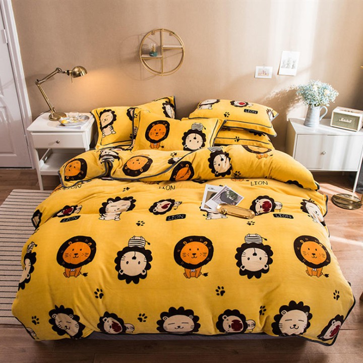 [MẪU CHO BÉ] Trọn Bộ 4 Món Cotton Poly Nhập Mẫu SƯ TỬ VÀNG Cực Đẹp Siêu Dễ Thương Cute Vô Đối Cho Bé Trai