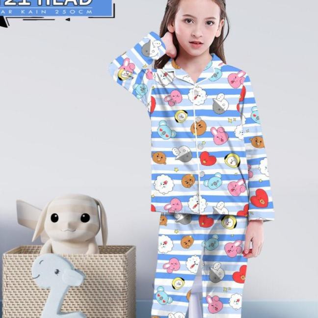 Bộ Đồ Ngủ Pijama In Hình Bt21 Dễ Thương Cho Bé Từ 2-3 Tuổi