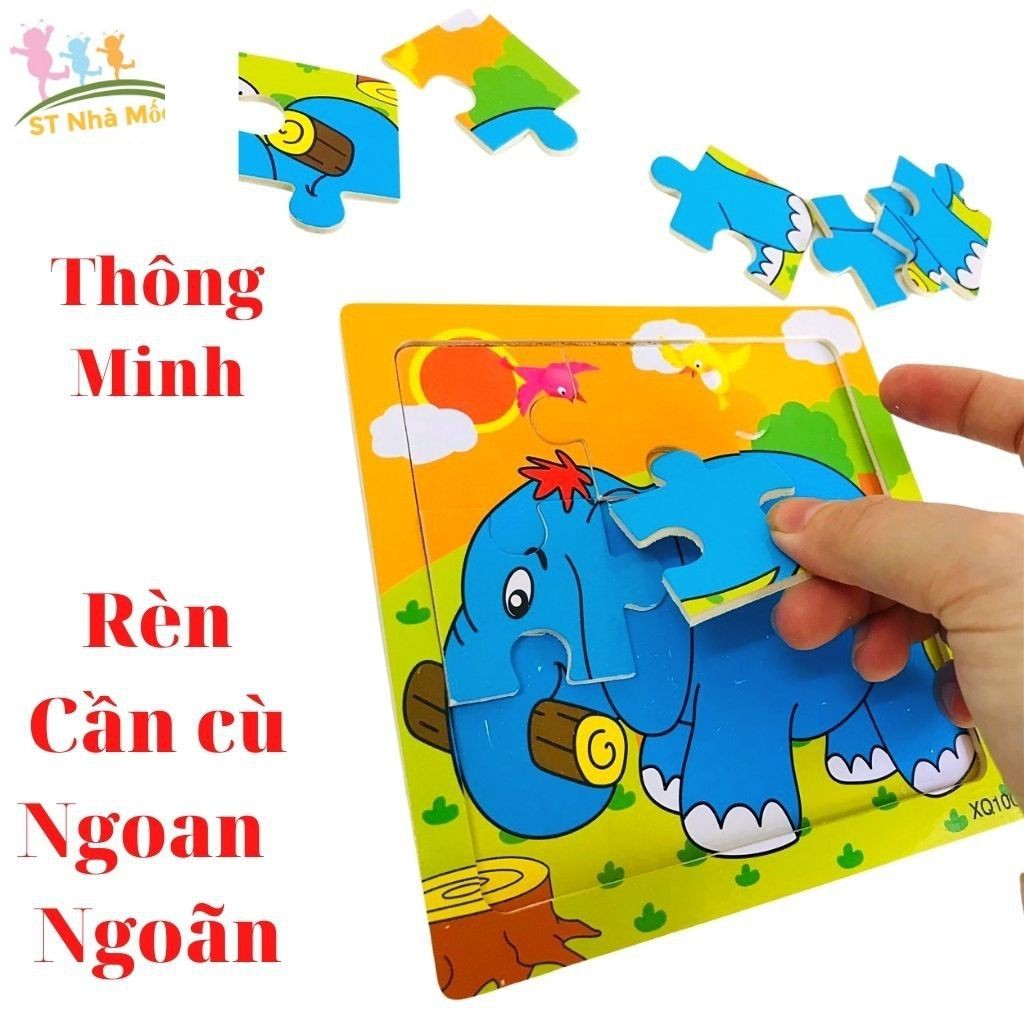 Tranh Gỗ Ghép Hình 9 Miếng Cho Bé lắp Ráp-Đồ Chơi Xếp Hình Cho Bé Thông Minh, Tư Duy Trí Tuệ- ALOKIDS TB