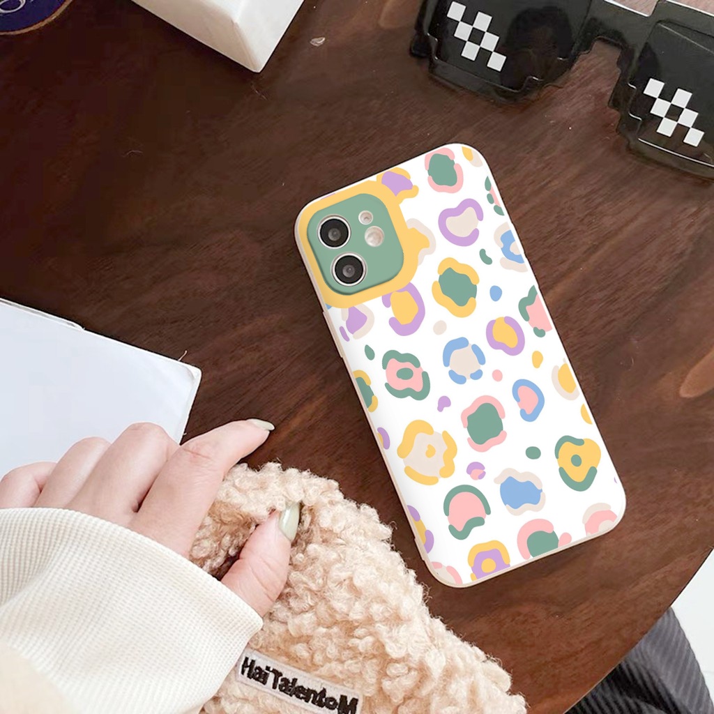 Ốp lưng iphone Báo Hoa cạnh vuông cho iphone 11 7plus 8plus x xsmax 11pro max 12pro 12promax13promax tr310