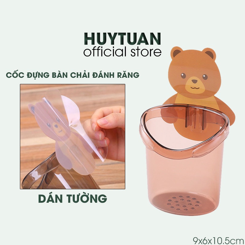 Cốc cắm bàn chải kem đánh răng dán tường hình gấu (CG02)