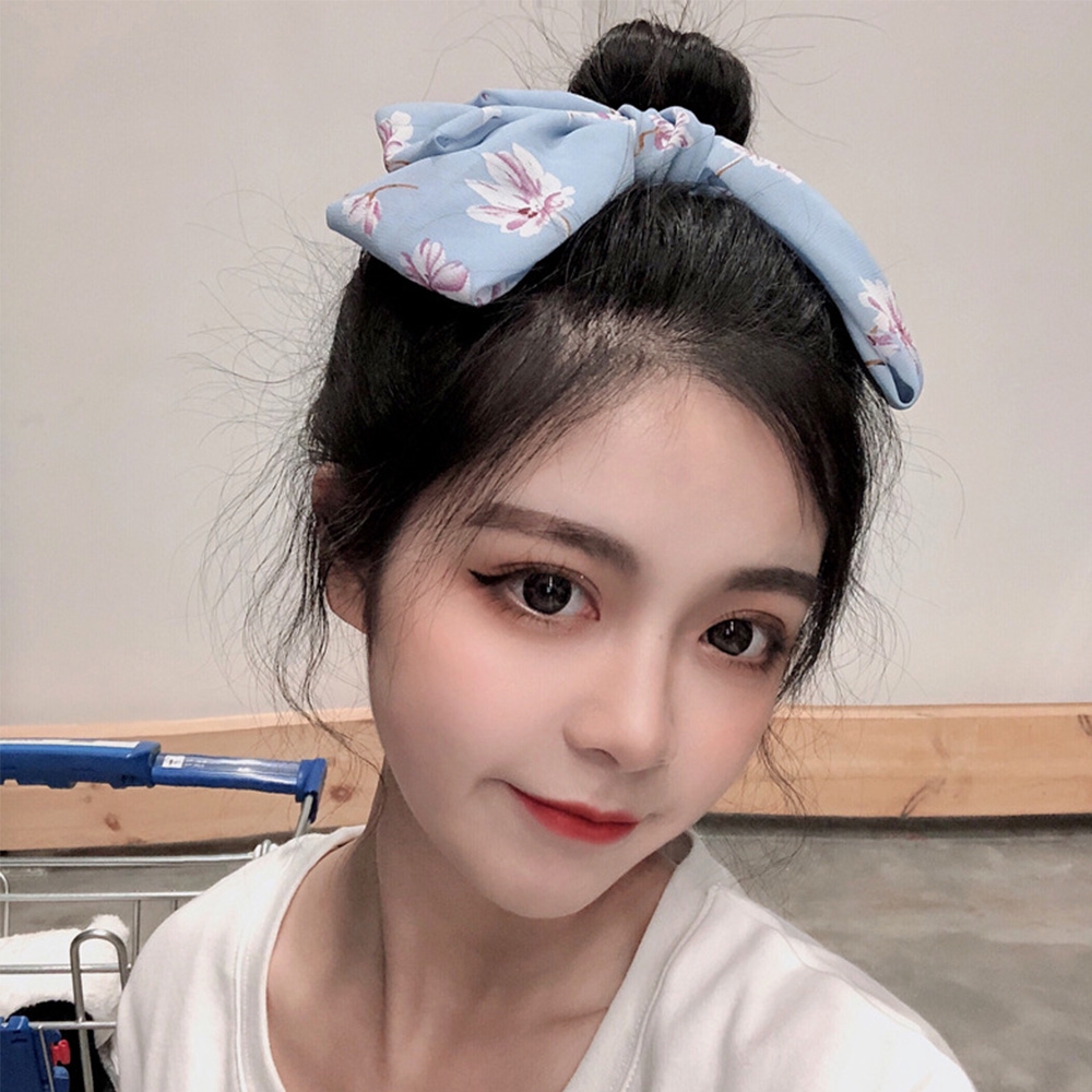 Kẹp Tóc Hình Nơ Bản Lớn In Họa Tiết Hoa Bằng Vải Chiffon Cho Nữ