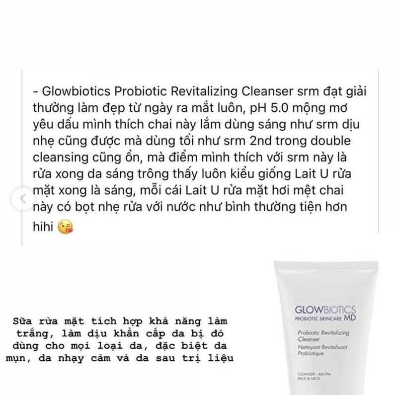 Sữa rửa mặt Glowbiotics 2 loại  - chính hãng công ty