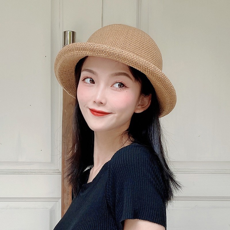 Mũ Tròn Vành Tròn Nhỏ Vải Flannel Phối Nơ Phong Cách Nhật Hàn Thời Trang Mùa Hè Dễ Phối Đồ Dành Cho Bạn Nữ