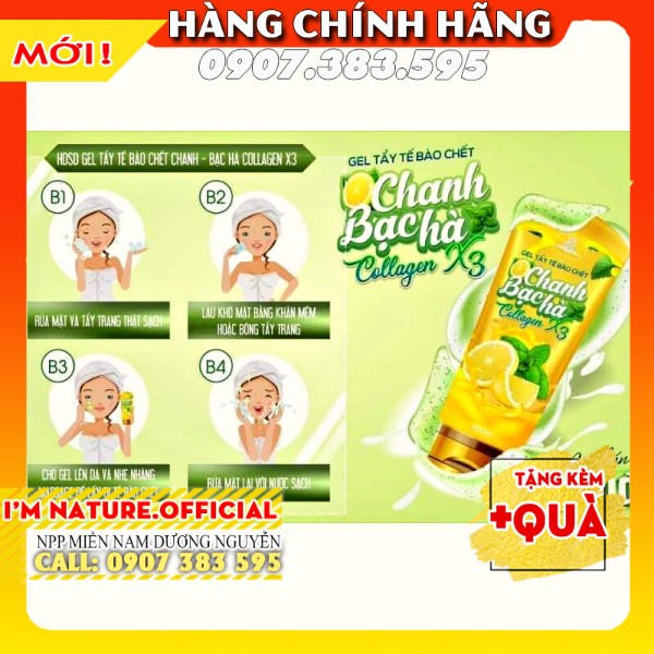 Gel Tẩy Tế Bào Chết Chanh Bạc Hà Vitamin C Giúp Sáng Da 200ml (Cho Da Mặt &amp; Body)