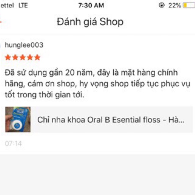 [Xịn] Chỉ nha khoa Oral-B Essential Floss - Ireland 50m vị bạc hà