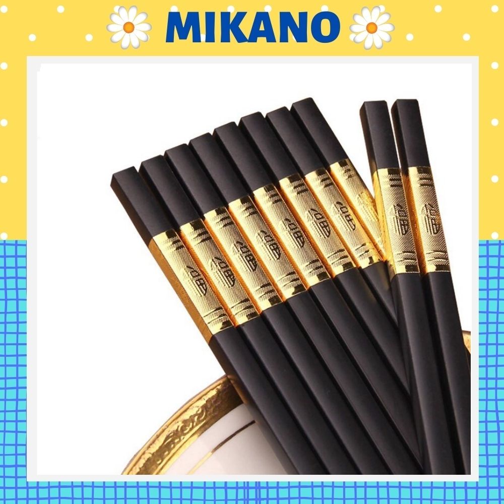 Đũa mạ vàng, bộ 10 đôi đũa mạ vàng Hàn Quốc MIKANO đũa hợp kim chống mốc GD3