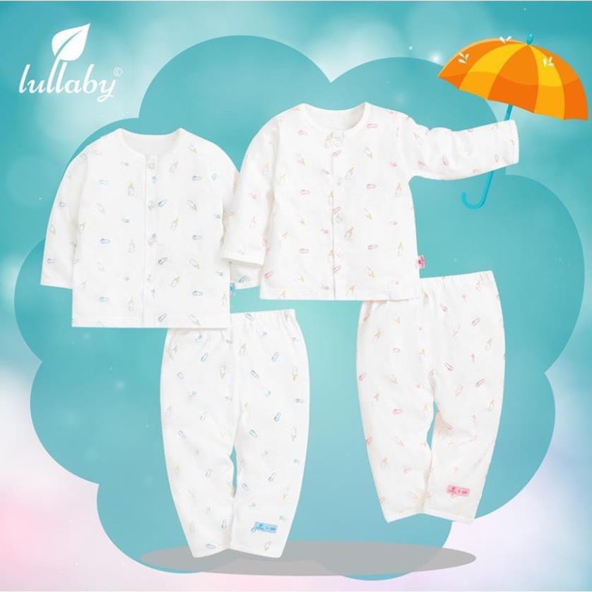 Bộ Nous chồm vai dài tay - Lullaby cotton mỏng bình sữa dài tay