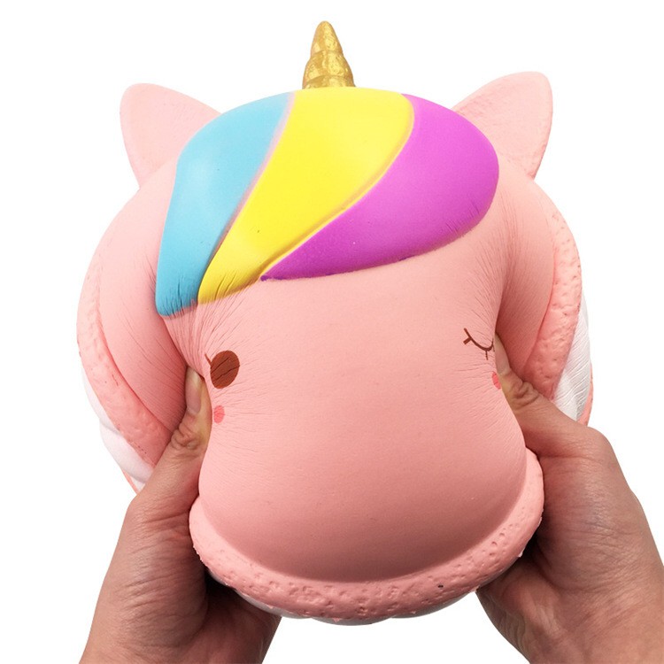 Squishy bánh Macaron Unicorn 28cm khổng lồ siêu chậm tăng có bao bì