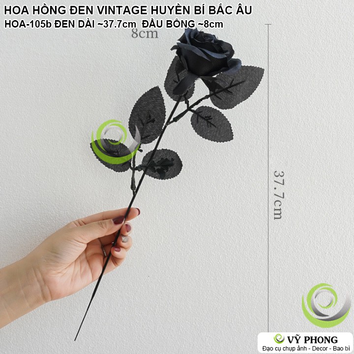 BÔNG HOA HỒNG ĐEN VINTAGE RETRO DARK ROSE PHONG CÁCH BẮC ÂU TRANG TRÍ CHỤP HÌNH ĐẠO CỤ CHỤP ẢNH SẢN PHẨM INS HOA-105