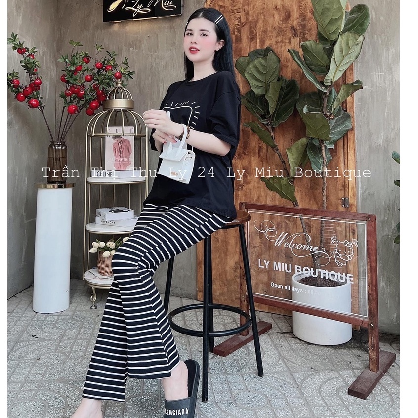 Bộ hoạt hình chú chó hình chữ nhật quần kẻ ngang NN105