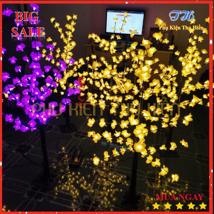 Cây Hoa Mai 1M2 Có Trang Trí Đèn Led Lấp Lánh Ngày Tết