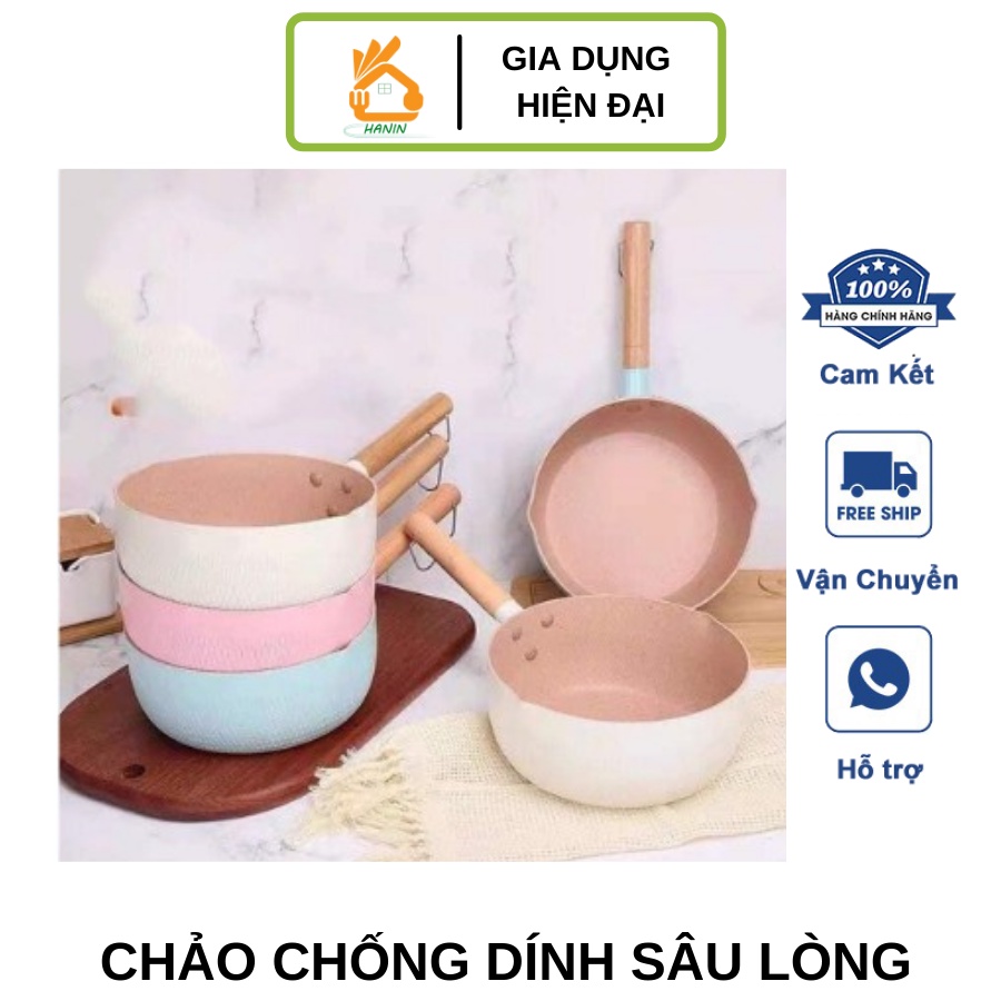 Chảo Lòng Sâu Chống Dính - Quánh Dính Tiện Dụng Chiên, Xào,Nấu - Nồi Nấu Bột Cho Bé Tiện Lợi