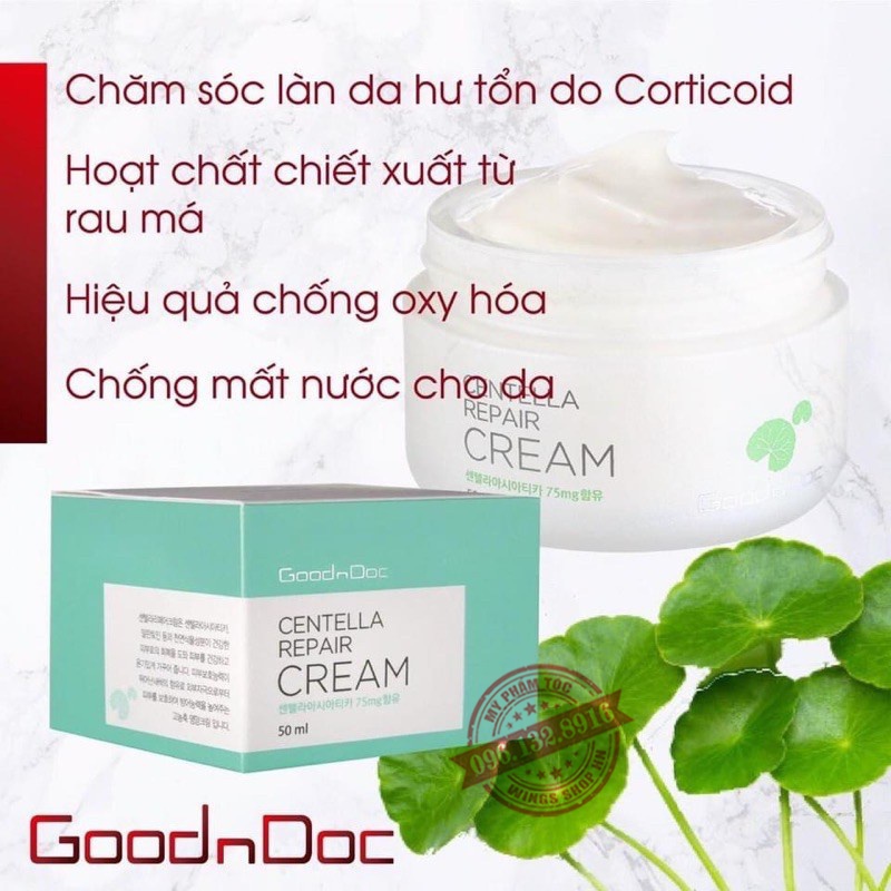Kem Phục Hồi Dưỡng Da Trắng Sáng Chống Lão Hóa GoodnDoc Centella Repair Cream 50ML | Wings Shop