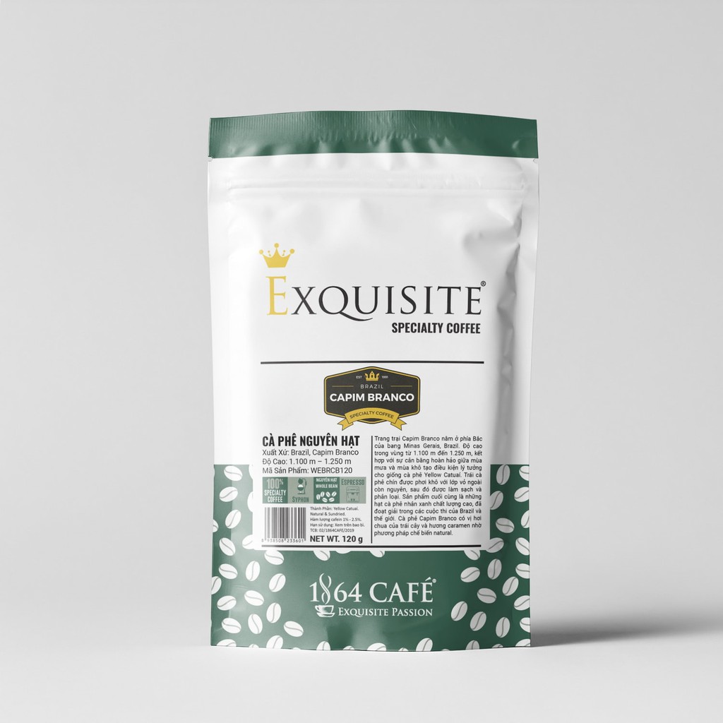 120g Specialty Coffee Nguyên Hạt Brazil Capim Branco Cà Phê Hảo Hạng Exquisite®
