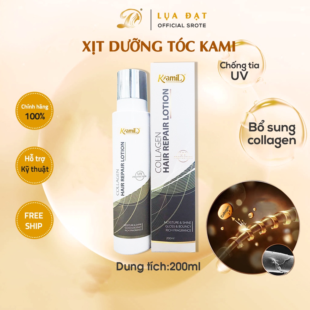 Xịt Dưỡng Tóc Collagen &amp; Keratin Phục Hồi Tóc Hư Tổn Hương Nước Hoa KAMI 200ml