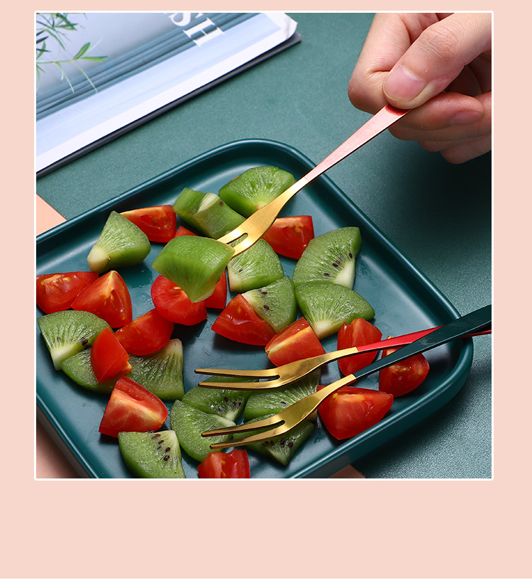 Nĩa/Dao Ăn Trái Cây Bằng Thép Không Gỉ Thiết Kế Đẹp Mắt Chất Lượng Tốt