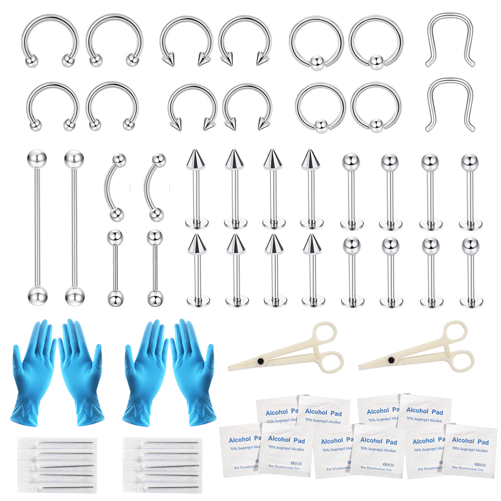 1 Bộ Khuyên Xỏ Cơ Thể Bằng Thép Không Gỉ