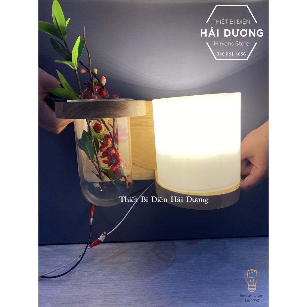 Đèn Tường Kệ Gỗ Chao Thủy Tinh Hiện Đại DT-2614 - Trang Trí Căn Phòng - Energy Green Lighting - Đã Bao Gồm Bóng LED 3W