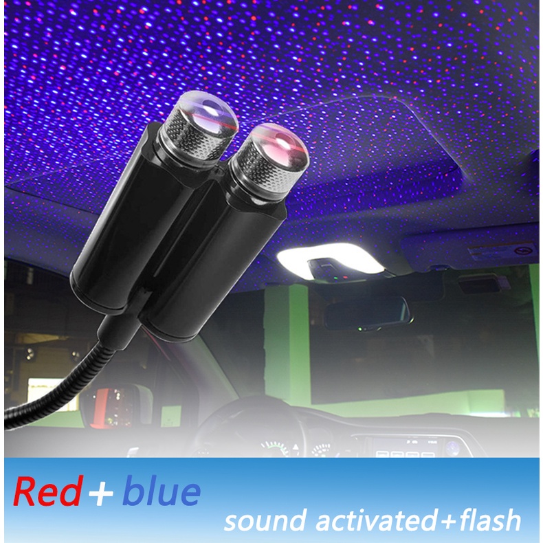 Đèn LED USB Hai Màu Sắc Lấp Lánh Ánh Sao Điều Khiển Bằng Giọng Nói Trang Trí Nội Thất Xe Hơi