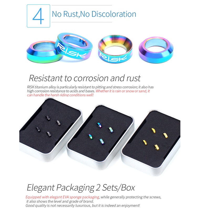 Set 4 Vòng Đệm Phanh Xe Đạp Leo Núi BMX M6 Bằng Titan Cao Cấp