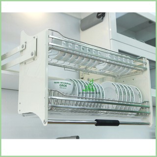 Kệ bát đĩa nâng hạ 2 tầng Inox bóng-Grob