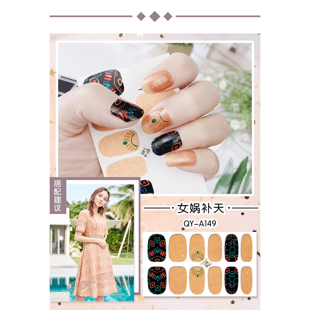 40 mẫu Miếng dán móng tay nail nhũ theo phong cách thời trang N06 mix mẫu