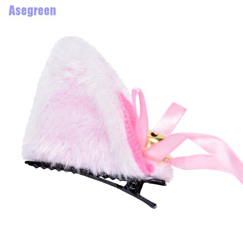 Kẹp tóc hình tai mèo phối lông đáng yêu cho nữ