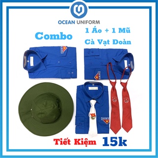 Combo Áo Sơ Mi Đoàn Cao Cấp Dài Tay Nam Nữ + Cà Vạt Đoàn Nam Nữ + Mũ Tai Bèo Ocean Uniform