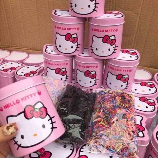 Hộp 2000 thun cột tóc Hello Kitty cho bé