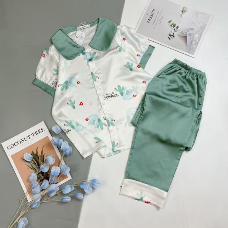 bộ pijamas lụa satin cao cấp