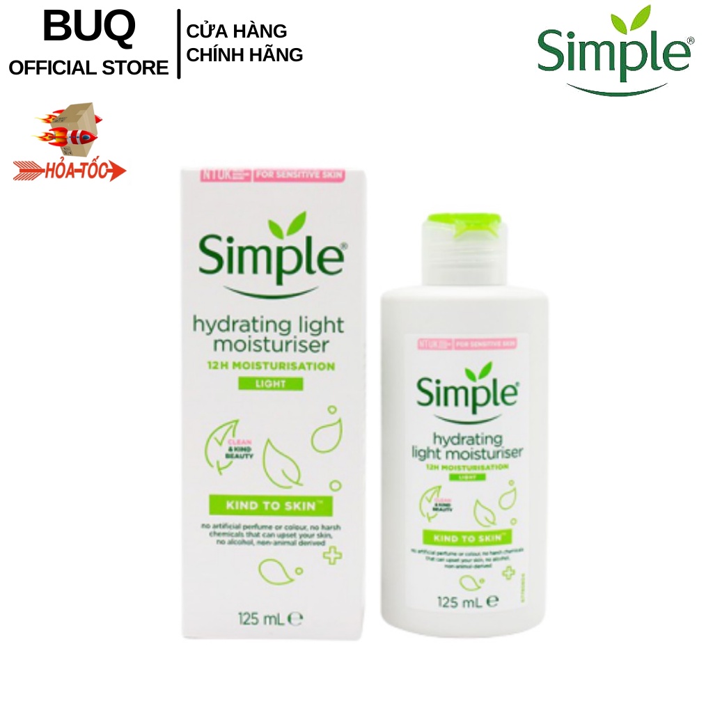 Sữa Dưỡng Ẩm, Ngăn Lão Hóa Và Tái Tạo Da Sáng Khỏe Simple Kind To Skin Hydrating Light Moisturiser 125ml