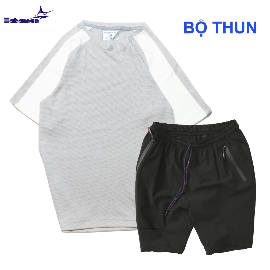 Bộ thun thể thao Hahaman mùa hè phối màu thoáng mát BTP01070