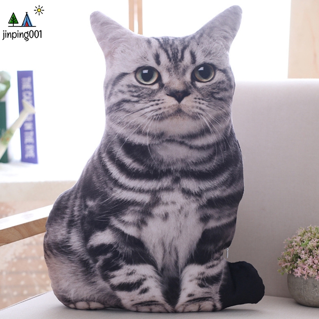 Cute Cat 3D Simulation Shape Plush Toy Comfort Pillow Sleeping Companion Doll for Kids