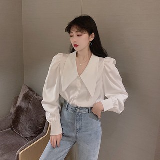 Áo Sơ Mi Tay Dài Phồng Dáng Rộng Kiểu Hàn Quốc Thời Trang 2020