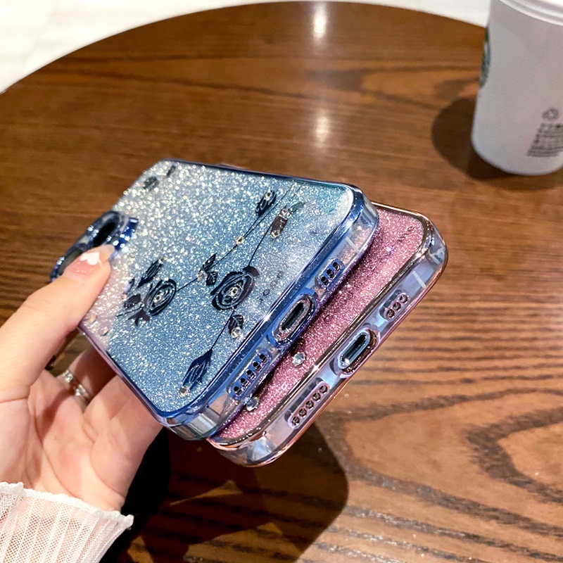 Ốp Điện Thoại Silicon Mềm Trong Suốt Mạ Điện Lấp Lánh Cho iPhone 14 13 12 11 Pro Max X XR XS Max