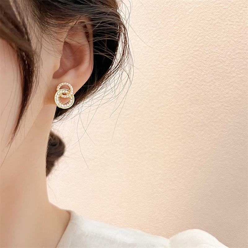 [Augustcloth | AugustJewelry] Bông tai/ Hoa tai 2 vòng đan nhau dạng hạt