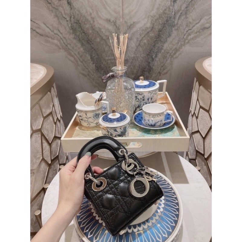 Túi D Da Mờ Tag Bạc Mini Size 13