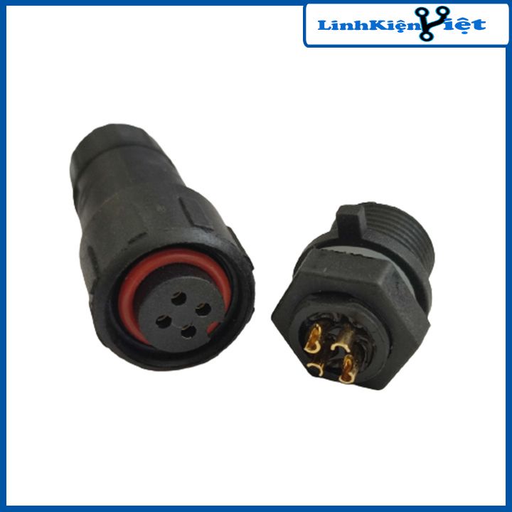 Jack nối dây 4P chống nước, jack nguồn camera M16 chân đồng