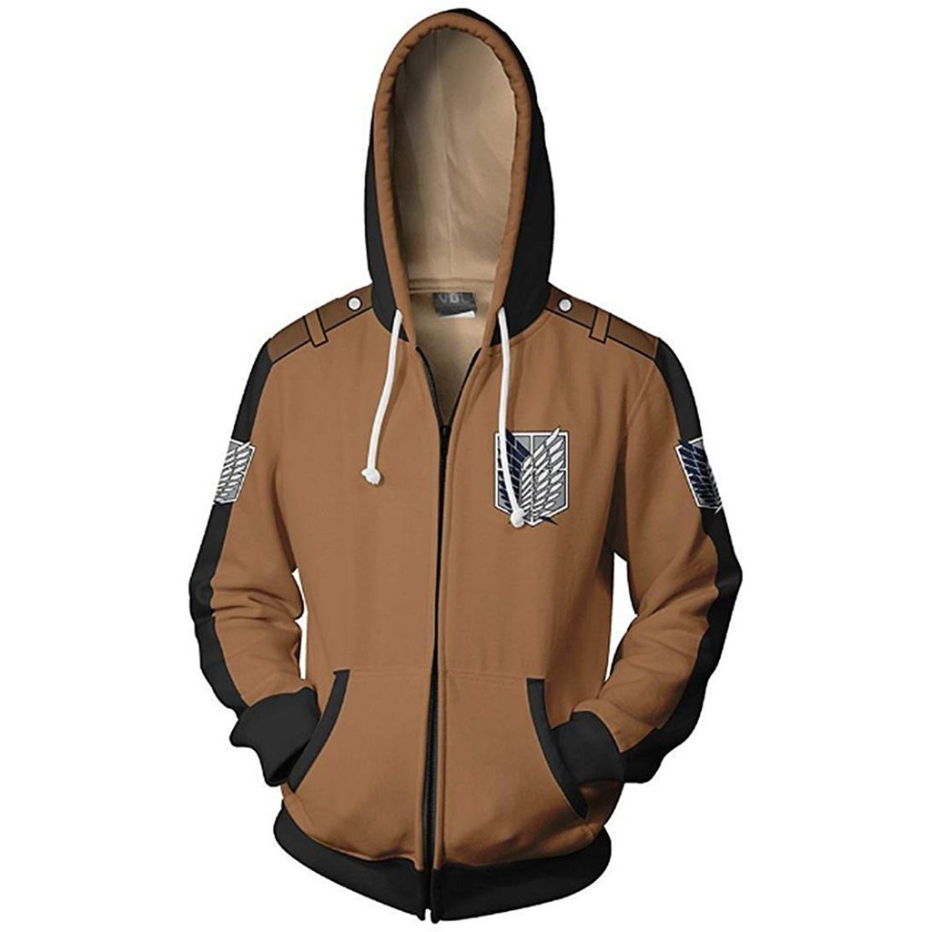 Áo khoác HUQISHA in hình anime Attack on Titan 3D thời trang đường phố cho nam nữ