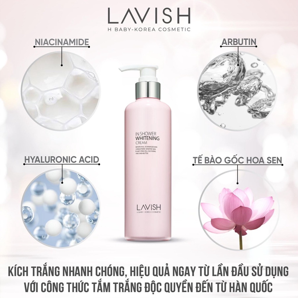 Kem tắm trắng chuyên sâu dành cho body LAVISH H BABY 250ml