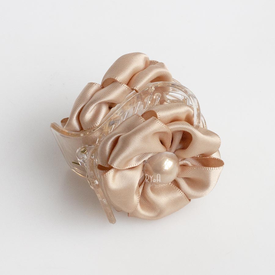 Kẹp tóc càng cua 5 răng hoa ruy băng satin RYA 71439